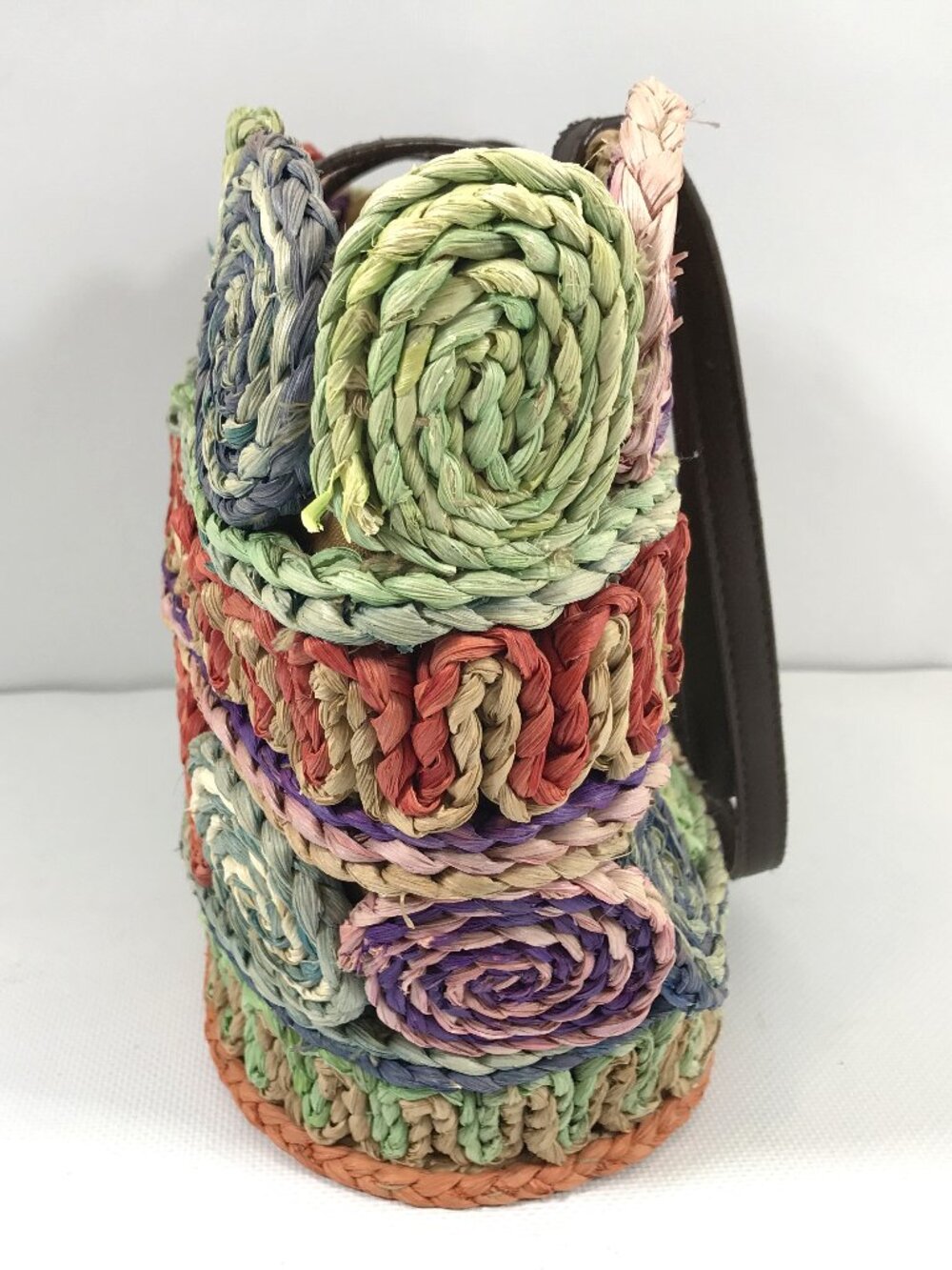 Dorfman Milano Cornhusk Straw Tote Colorful Summer Shoulder Bag Boho Floral - Picture 4 of 13